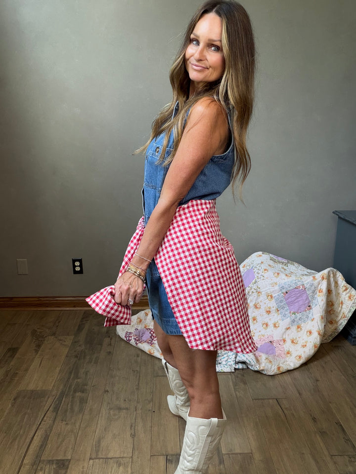 Red gingham button down shirt Womens
4th of July