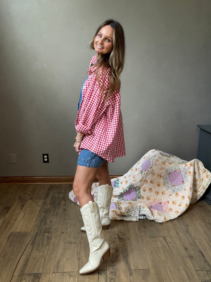 Red Gingham Button Down