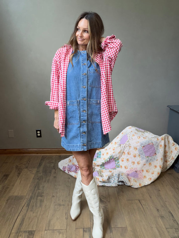 Red Gingham Button Down