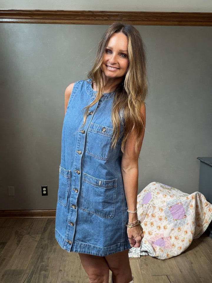 Sleeveless Denim Mini Dress