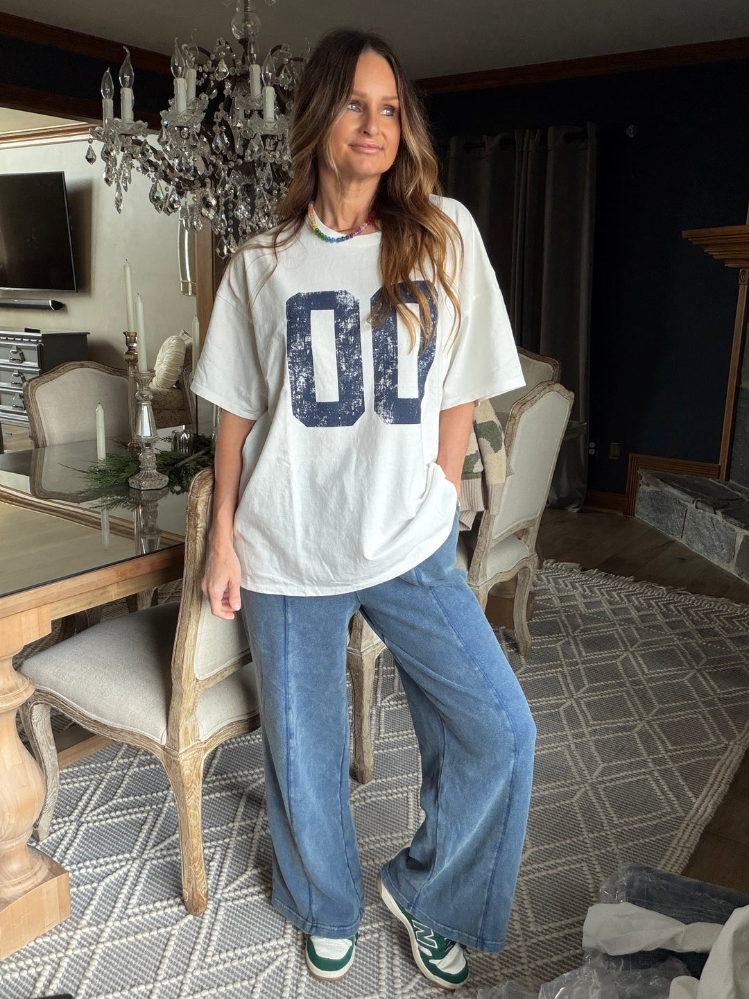 Oversized 00 Graphic Tee – Mineral Wash Navy