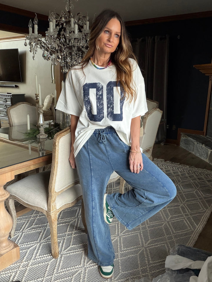 Acid wash wide leg lounge pants