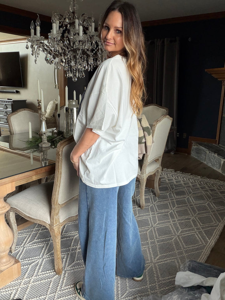 Oversized 00 Graphic Tee – Mineral Wash Navy