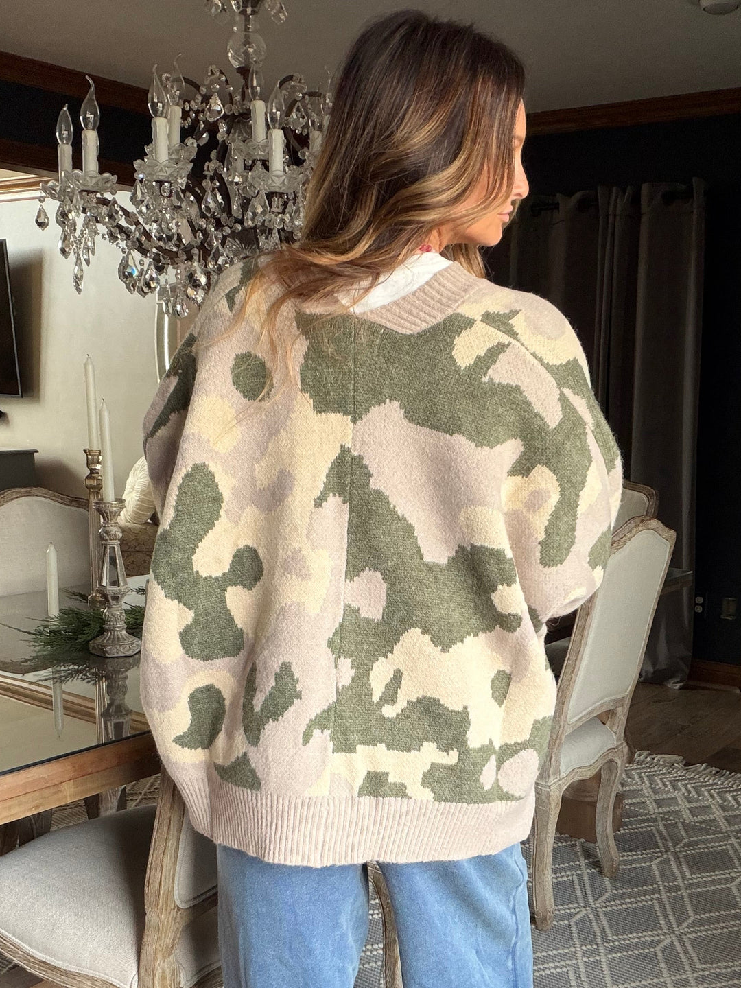Camo Oversized Cardigan Sweater