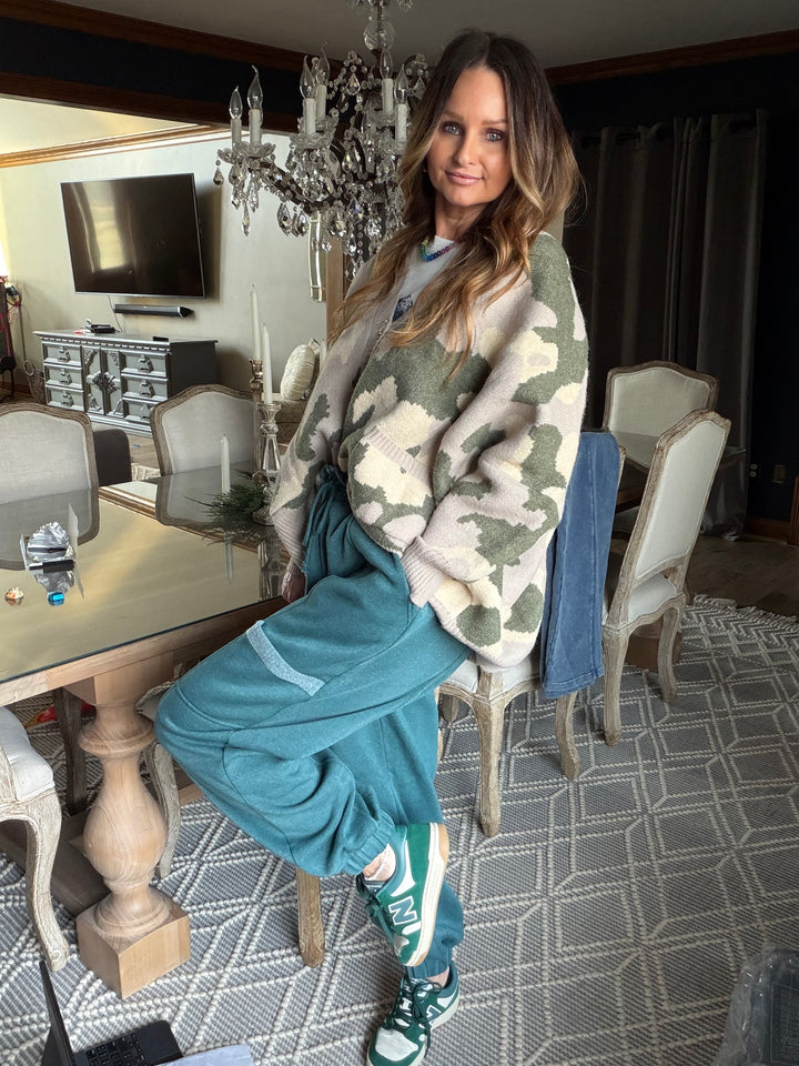 Dark Teal Wide Leg Joggers