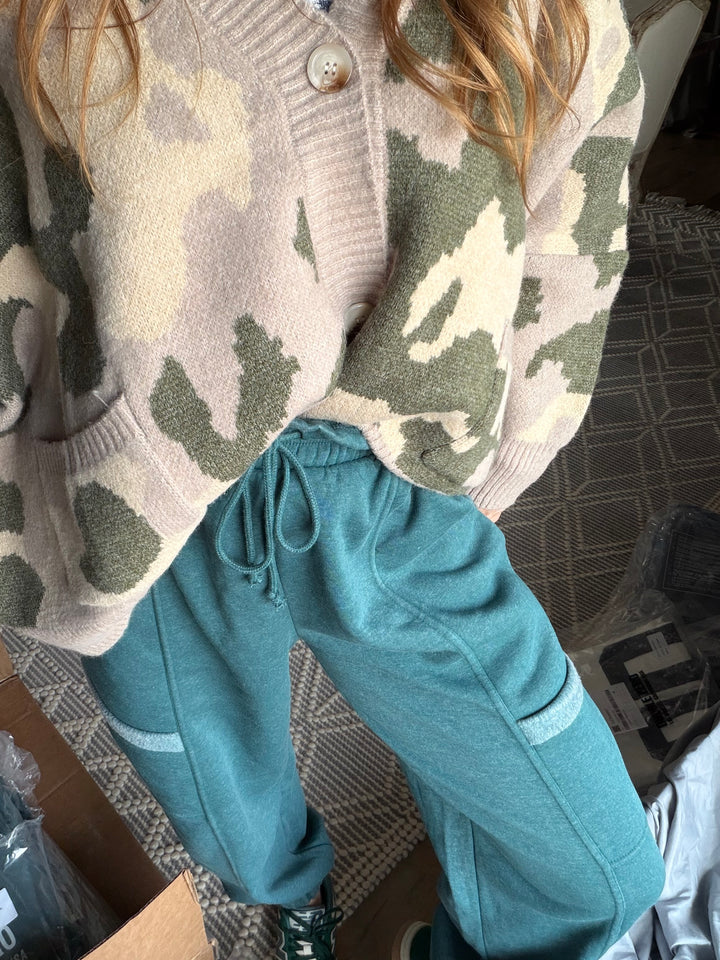 Camo Oversized Cardigan Sweater