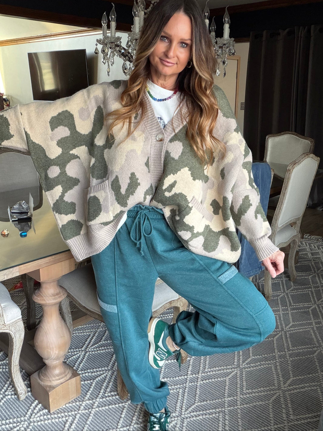 Dark Teal Wide Leg Joggers