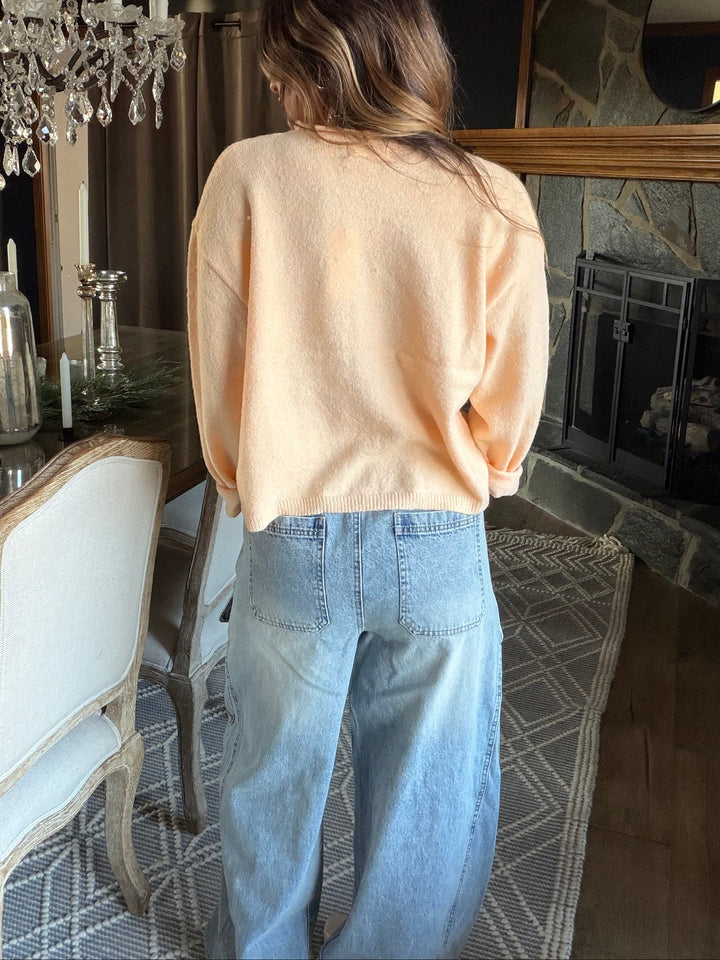 High Rise Barrel Leg Cargo Denim Pants