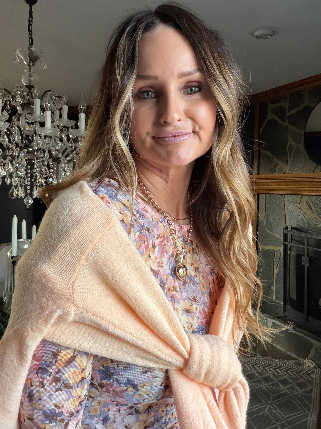 Floral Mesh Top with Thumbholes