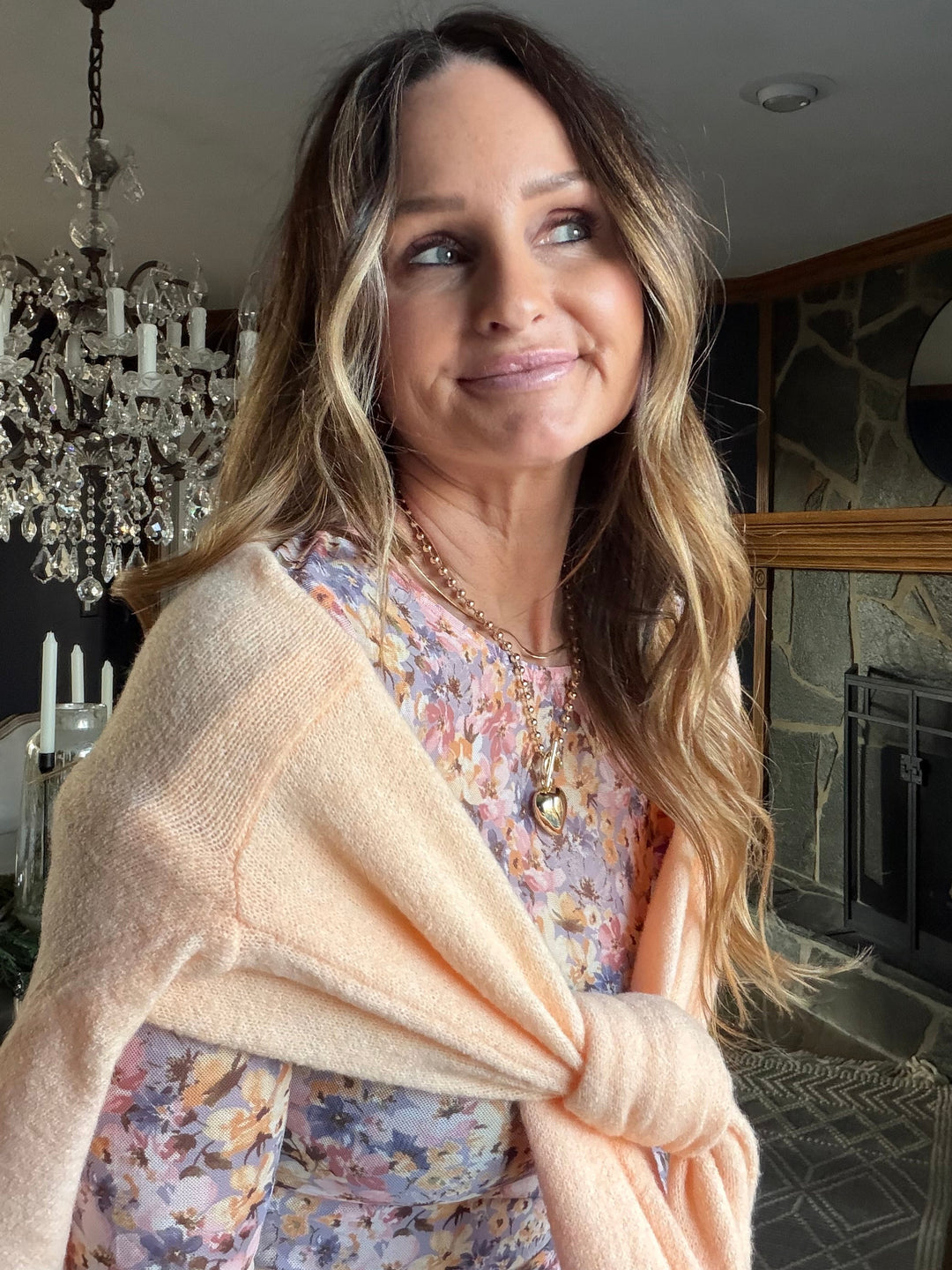 Floral Mesh Top with Thumbholes