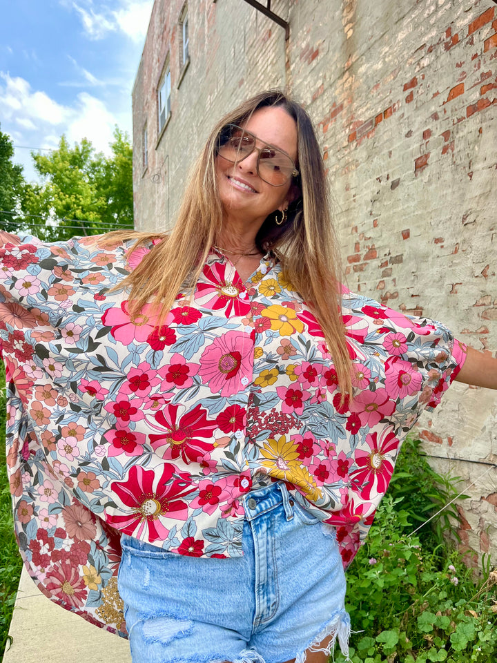 Boho Bloom Button-Up