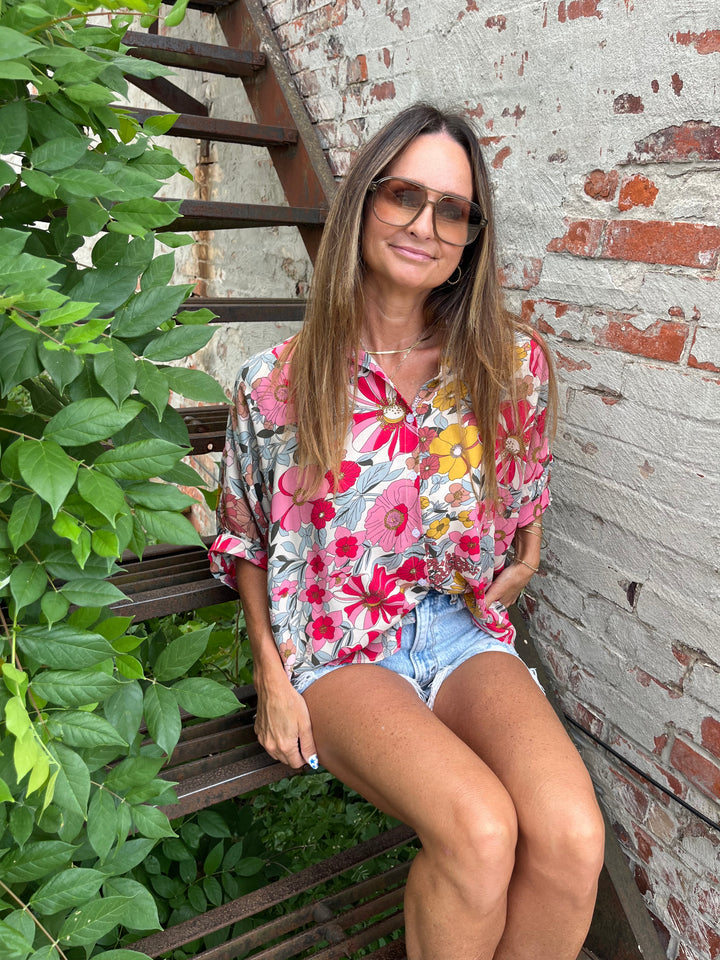 Boho Bloom Button-Up