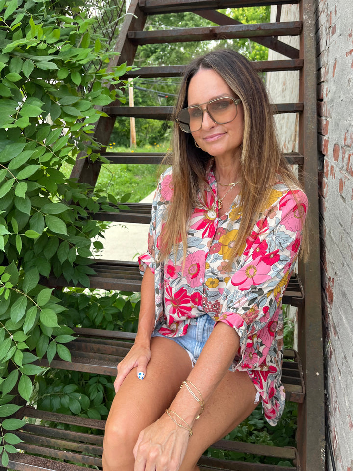 Boho Bloom Button-Up