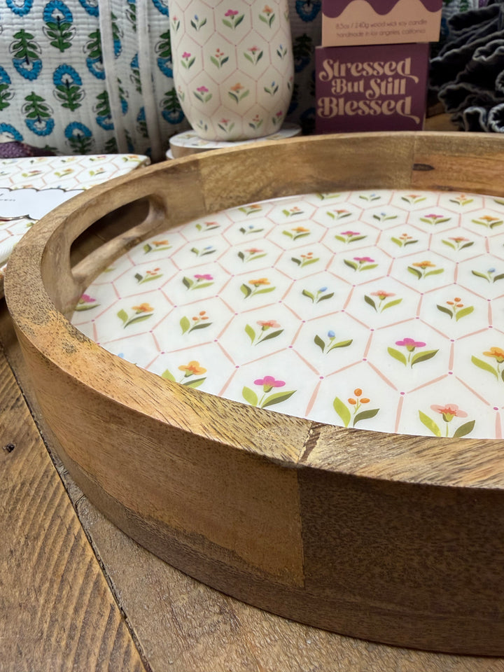 Round Wood Enamel Tray-Handpicked For You