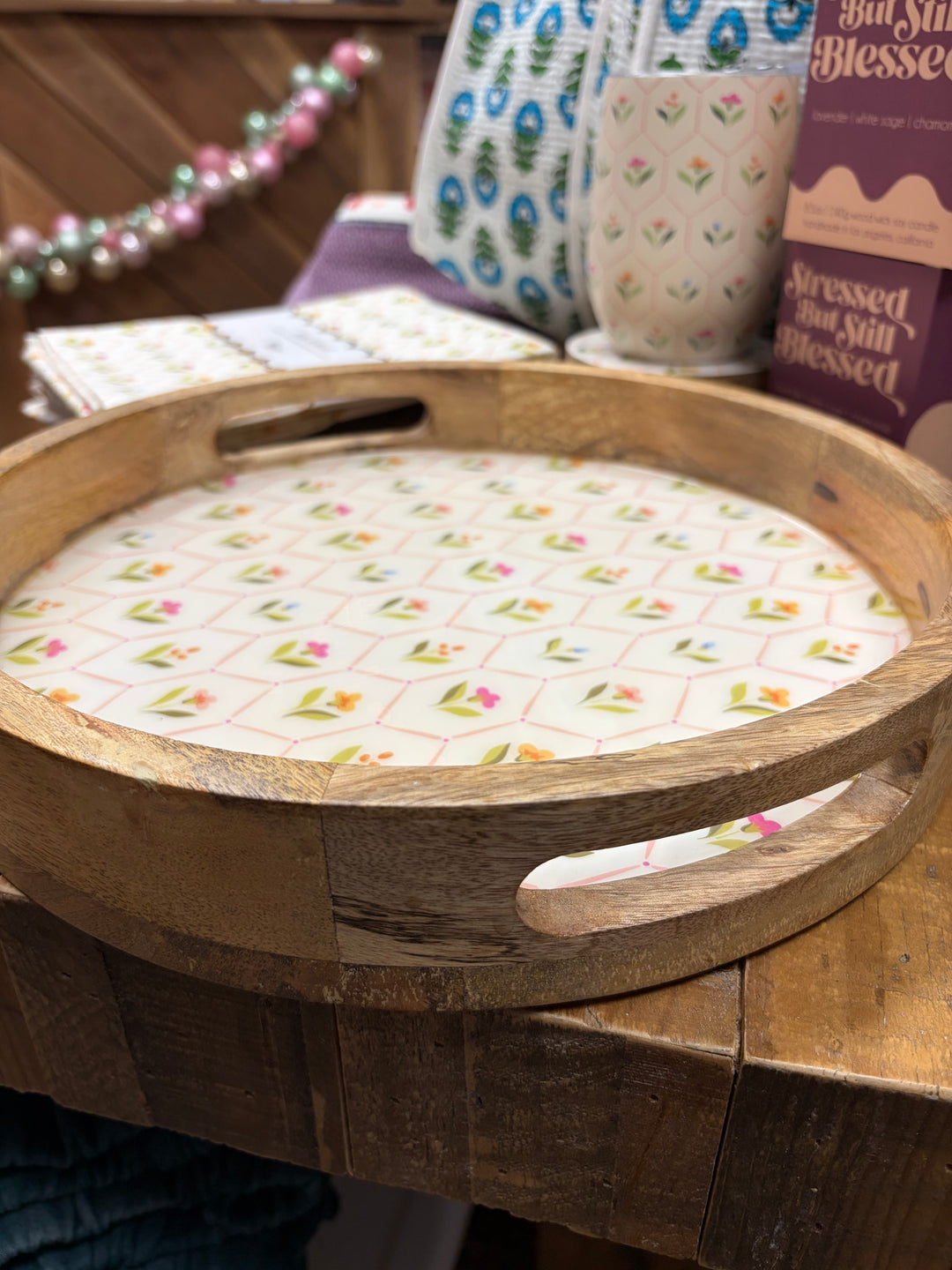 Round Wood Enamel Tray-Handpicked For You