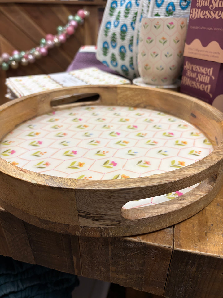 Round Wood Enamel Tray-Handpicked For You