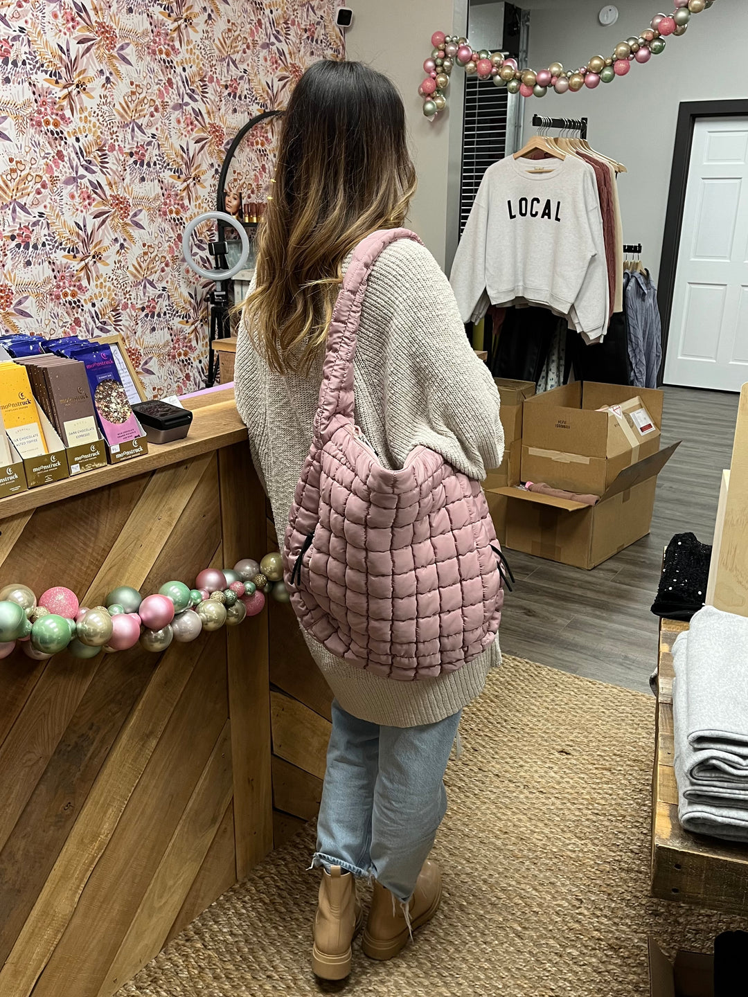 Quilted Hobo Tote Bag