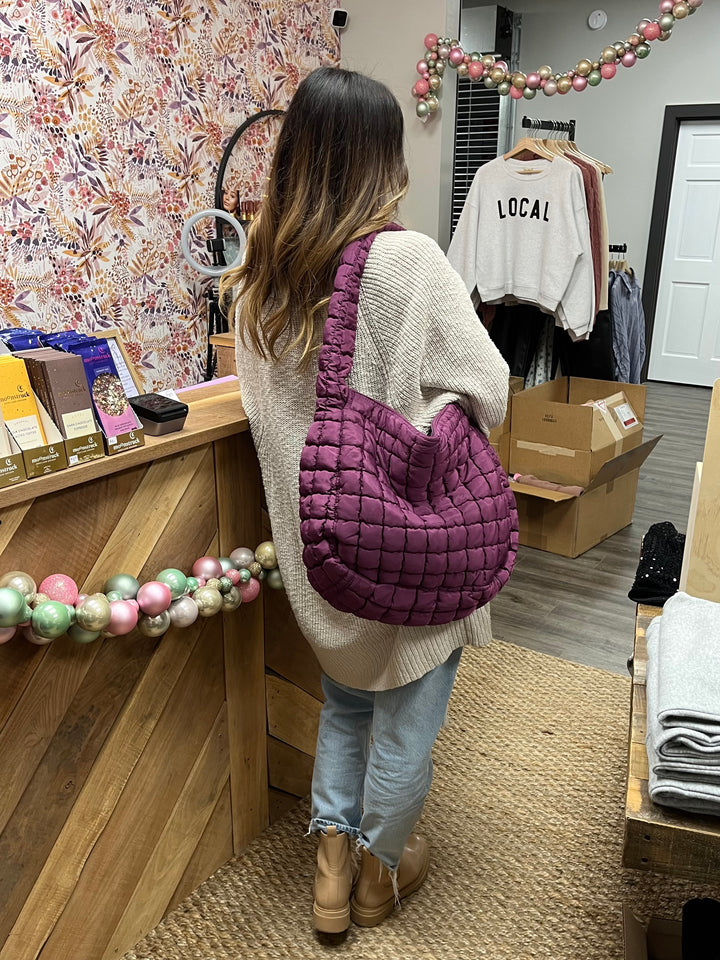 Quilted Hobo Tote Bag