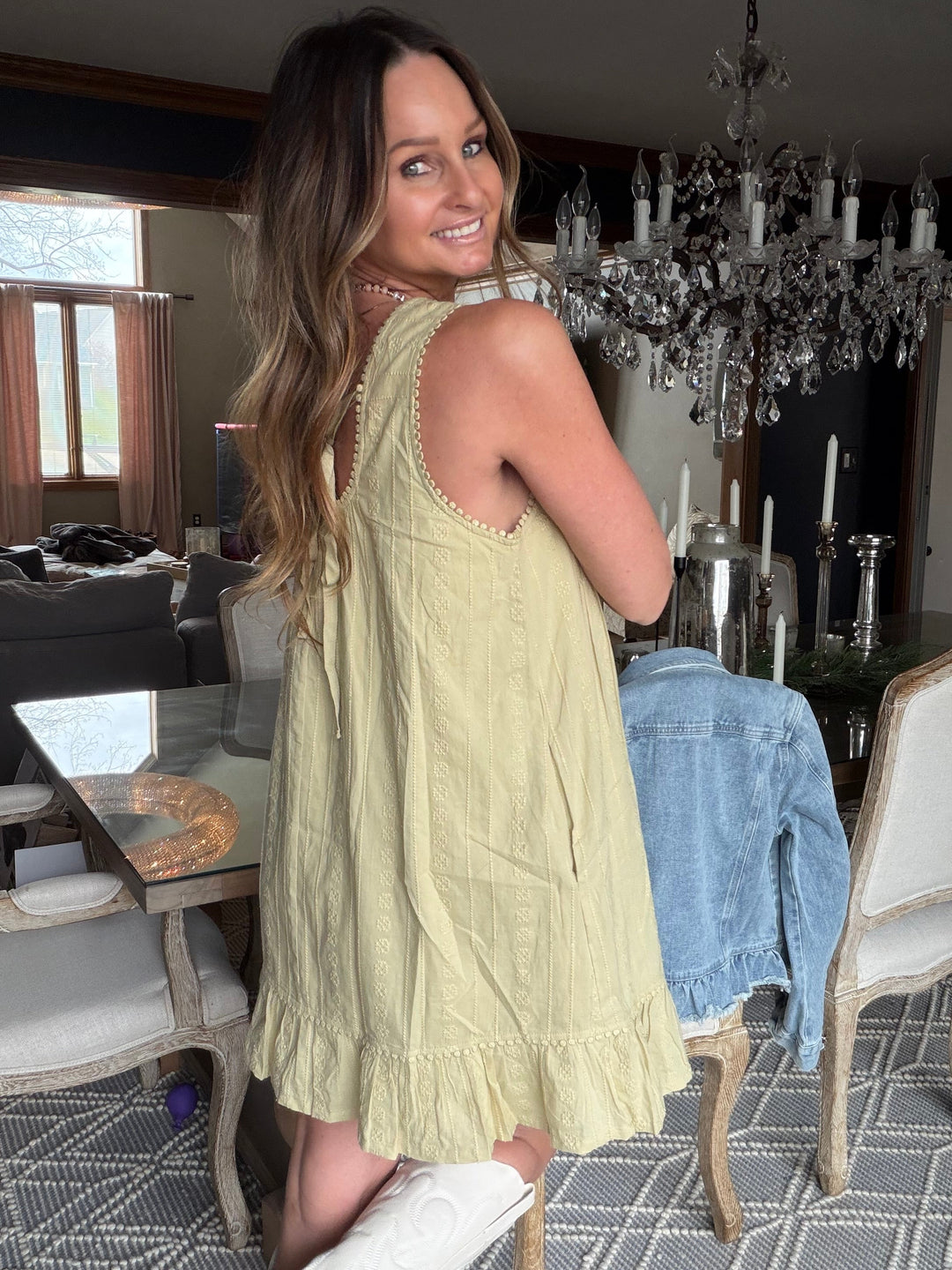 Garden Dune Mini Dress – Light Olive