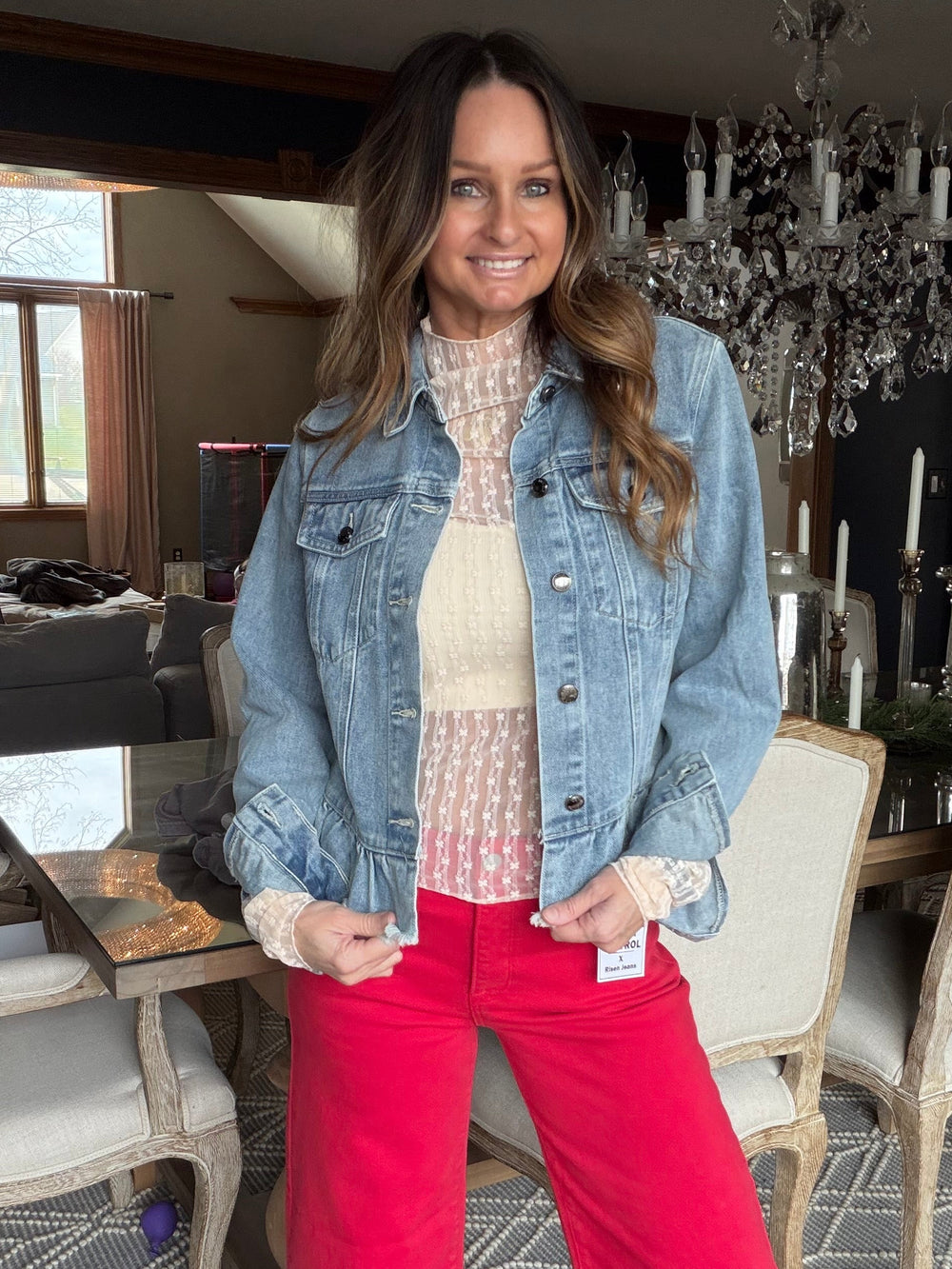 Semi-sheer ivory blush layering top