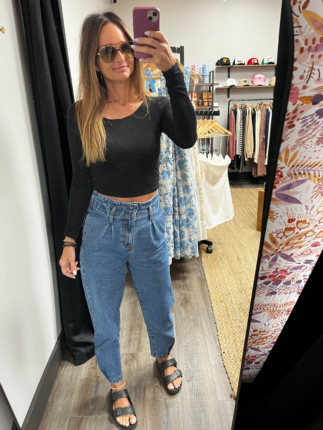 High rises pleated balloon jeans with tapered leg