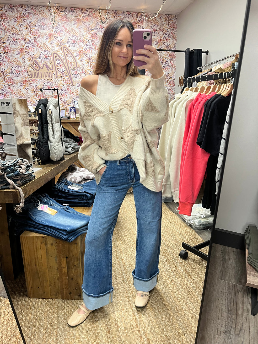 Dark wash high waisted cuffed Risen jeans