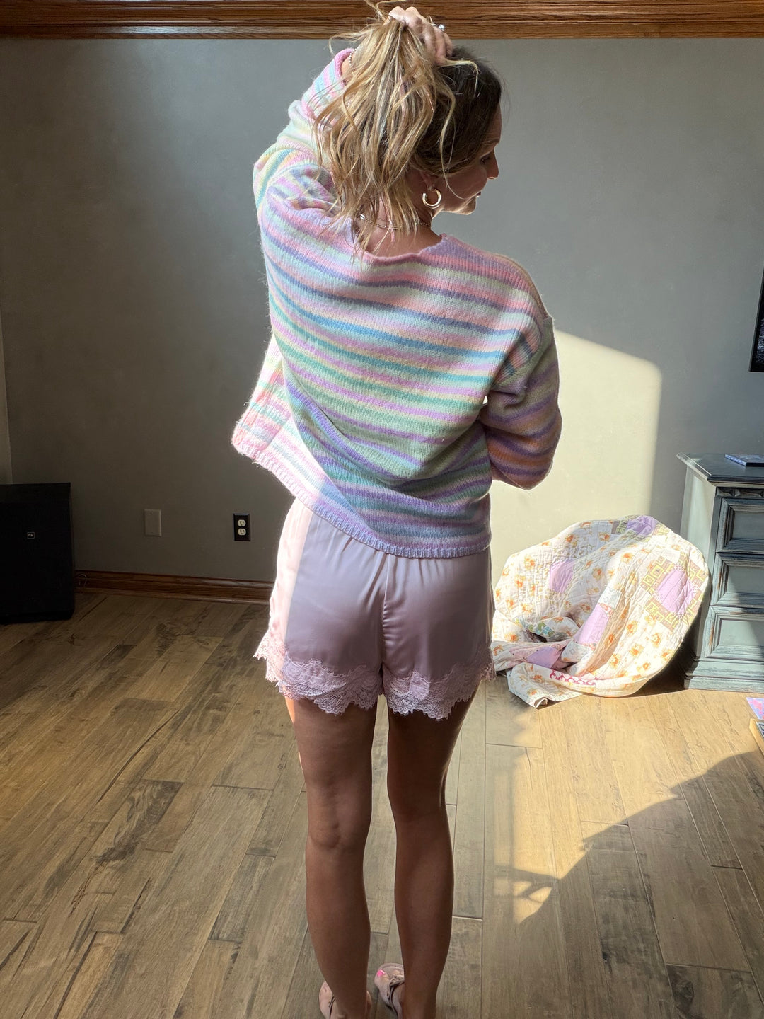 Blush Satin Lace Shorts