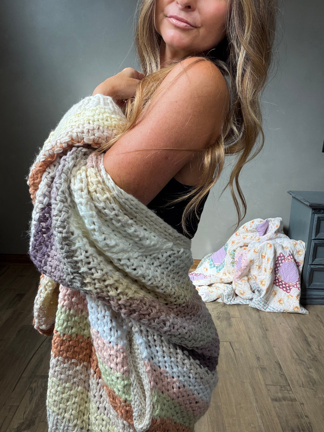 Creamy Striped Crochet Cardigan