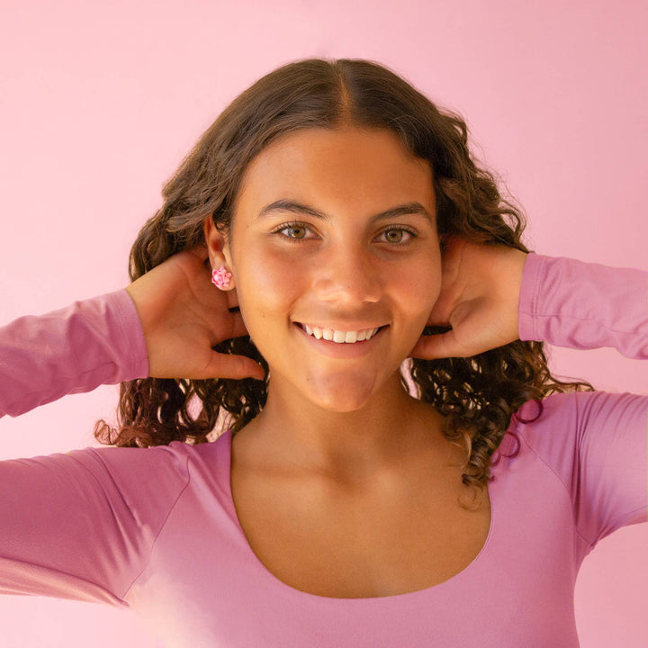 Nostalgic Gift Bow Earrings - Pink