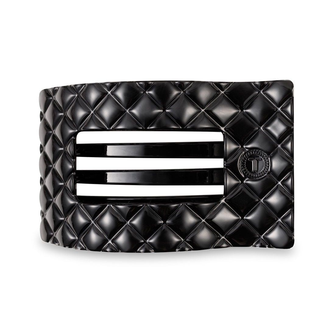 Flat Rectangle Hair Clip | Large | Jet Black Quilted