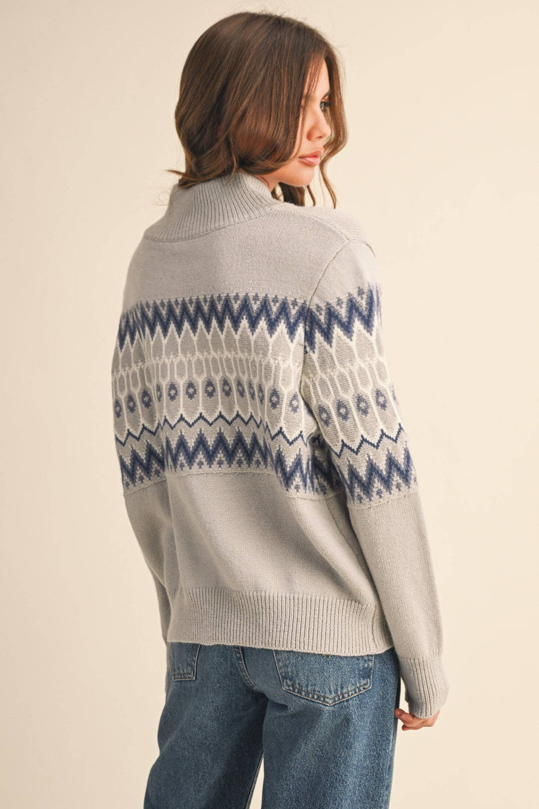 Cozy Fair Isle Zip-Up Cardigan