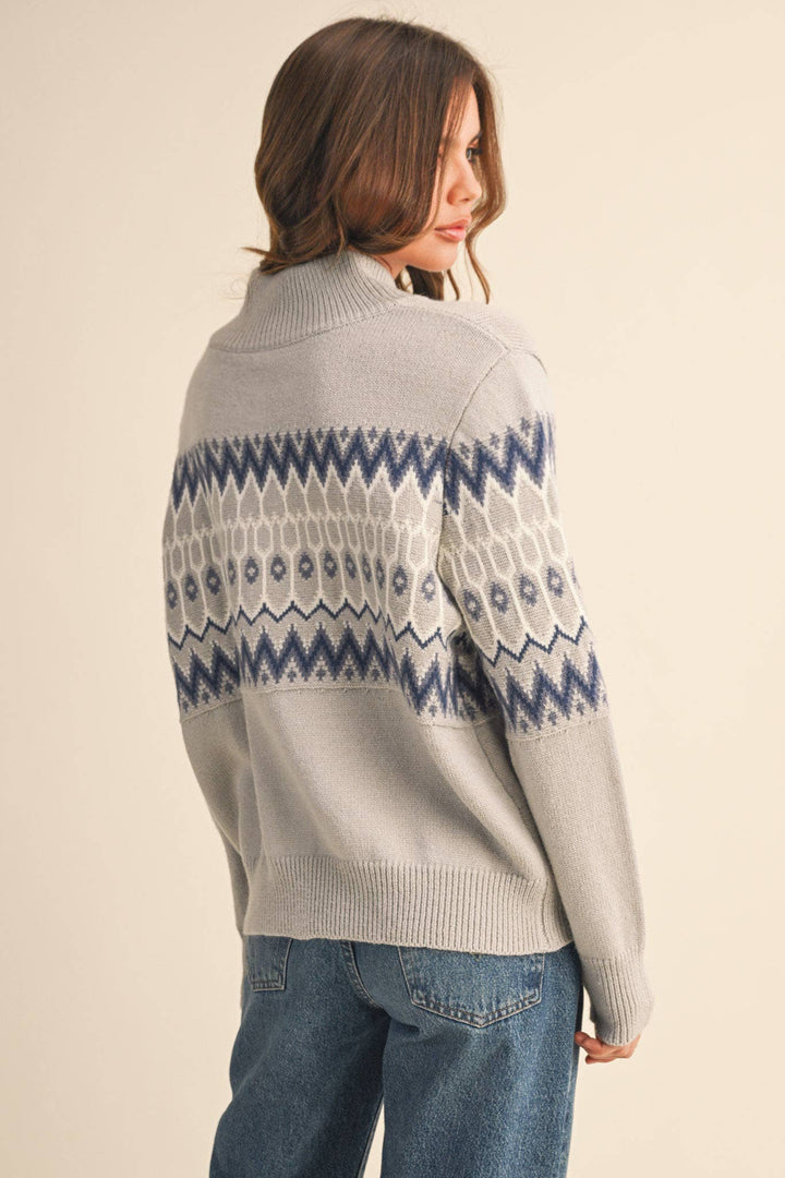 Cozy Fair Isle Zip-Up Cardigan