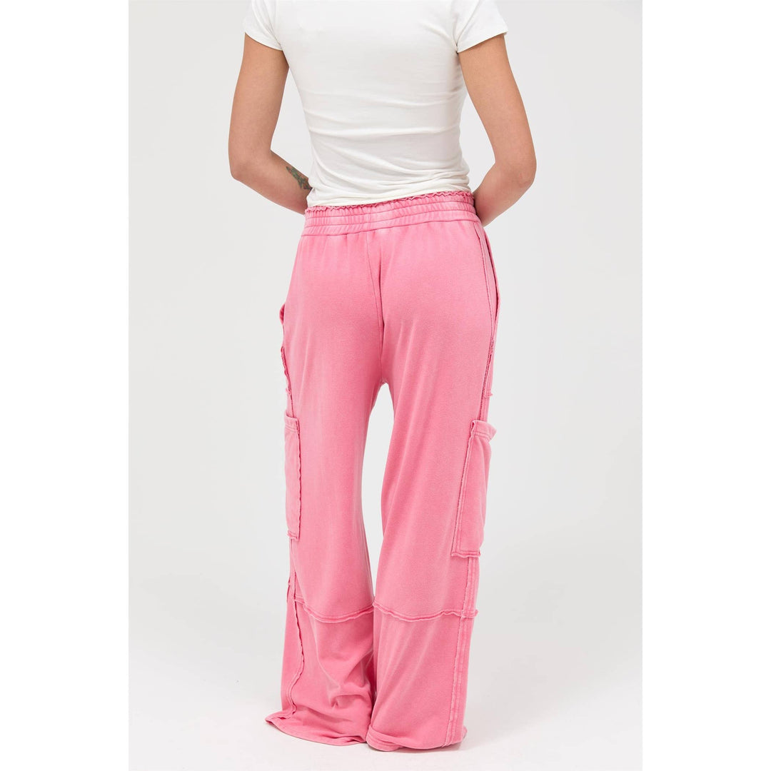 Mineral Wash Wide Leg Cargo Pants