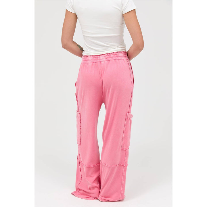 Mineral Wash Wide Leg Cargo Pants