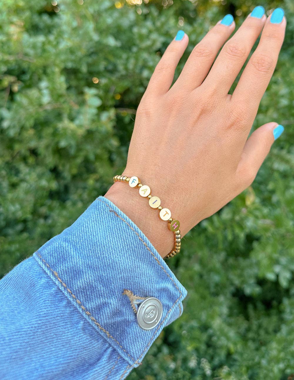 Gold Faith Letter Bracelet