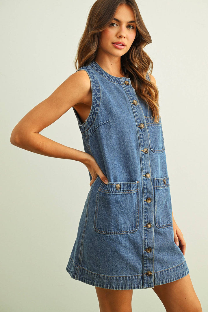 Sleeveless Denim Mini Dress