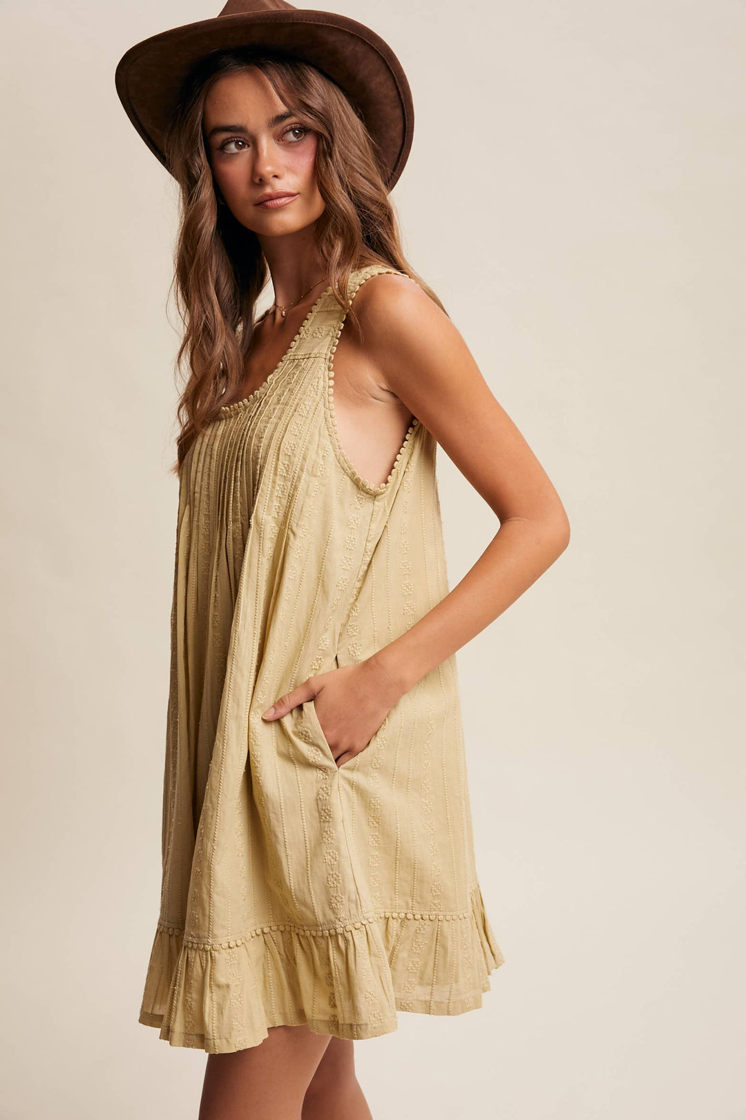 Garden Dune Mini Dress – Light Olive