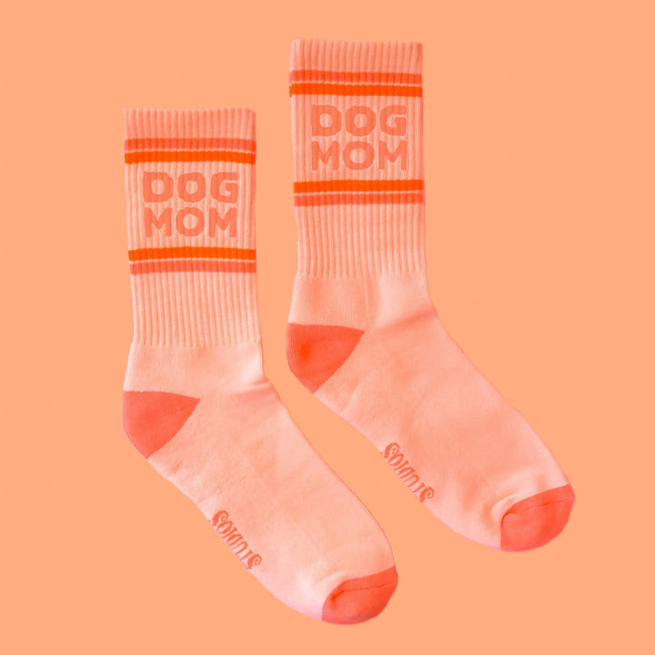 Dog Mom Striped Ribbed Crew Socks