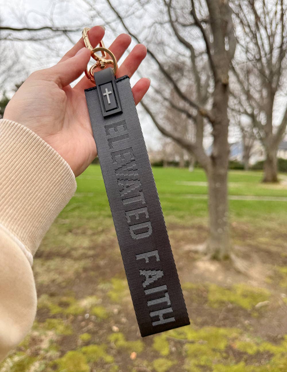 Black Elevated Faith keychain