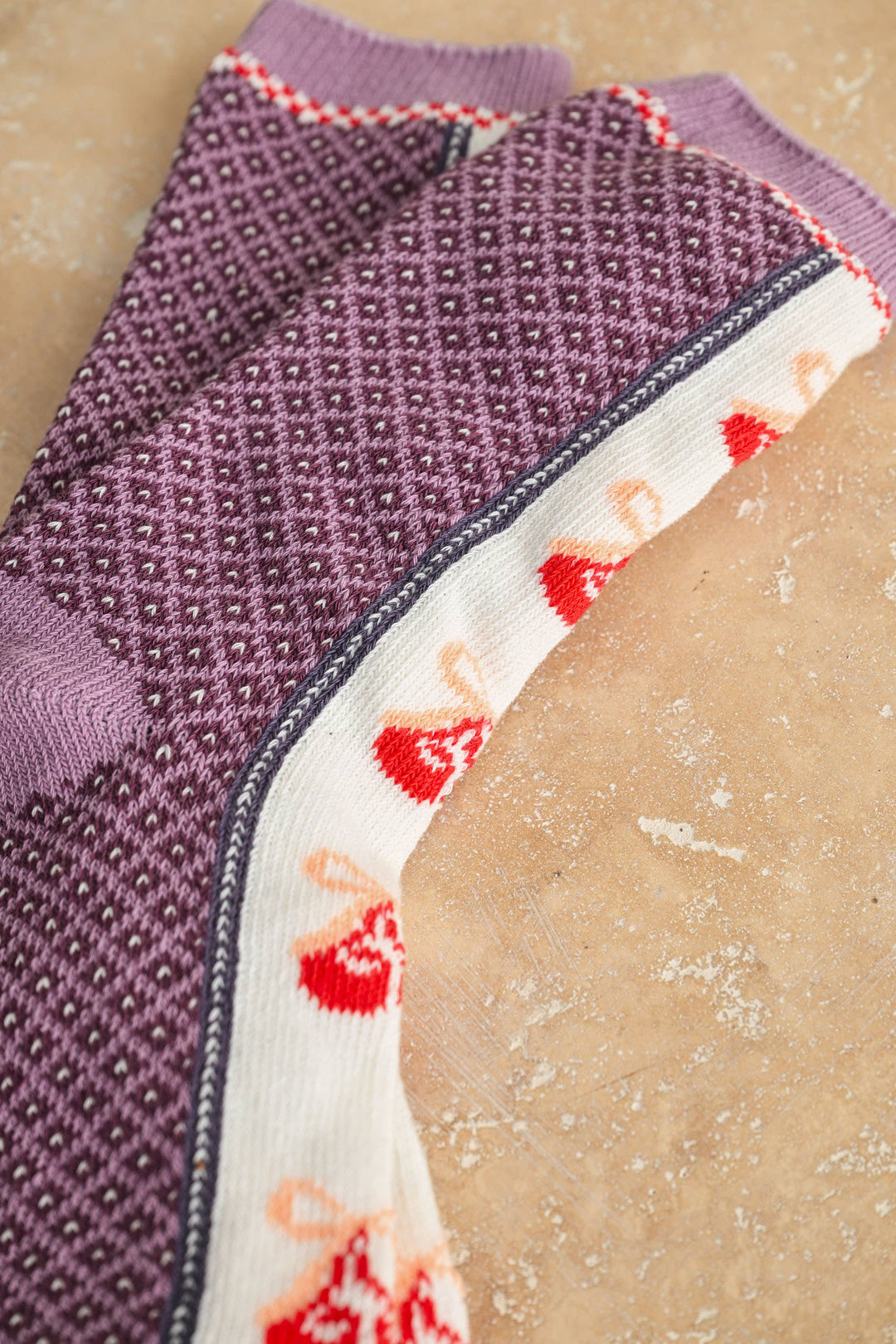 Cherry Stripe Crew Socks