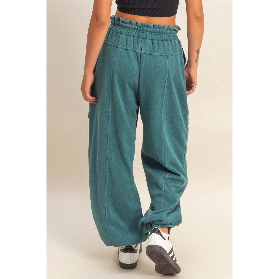 Dark Teal Wide Leg Joggers