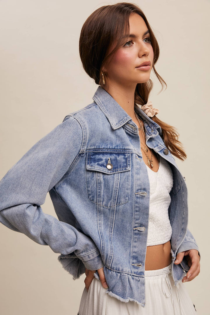 Wildflower Ruffle Denim Jacket