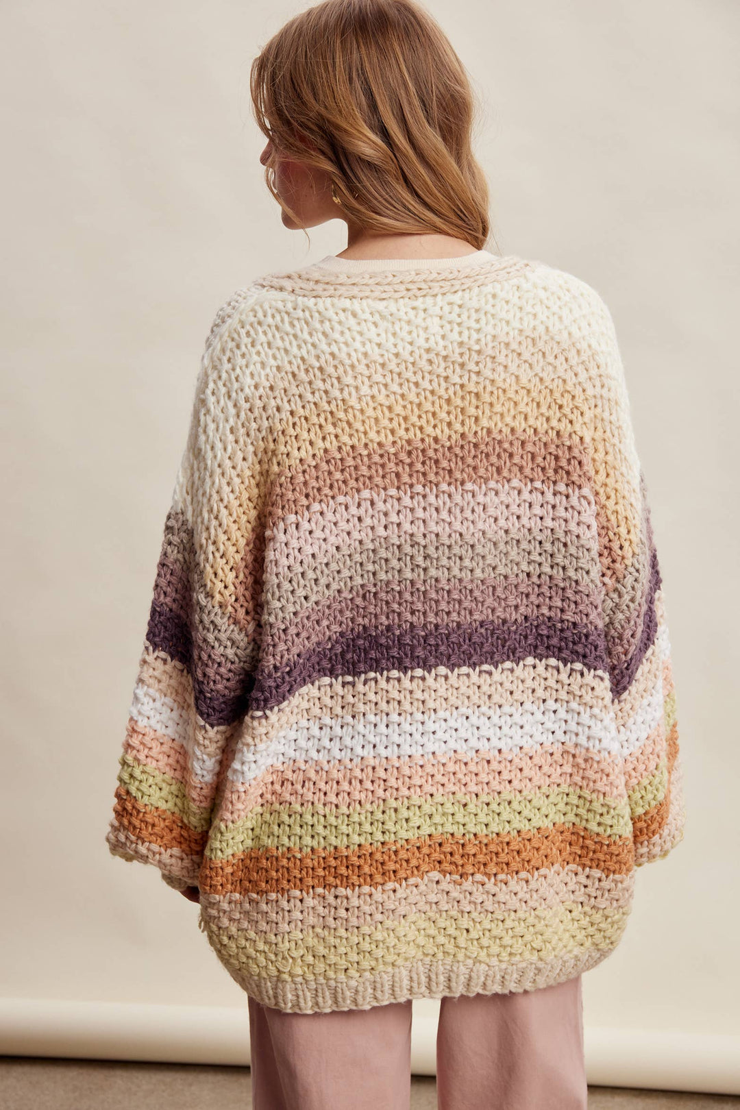 Creamy Striped Crochet Cardigan