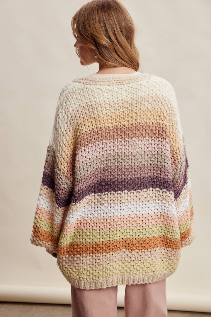 Creamy Striped Crochet Cardigan