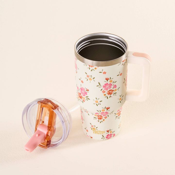 Floral Tumbler with Flip Straw Lid 20oz