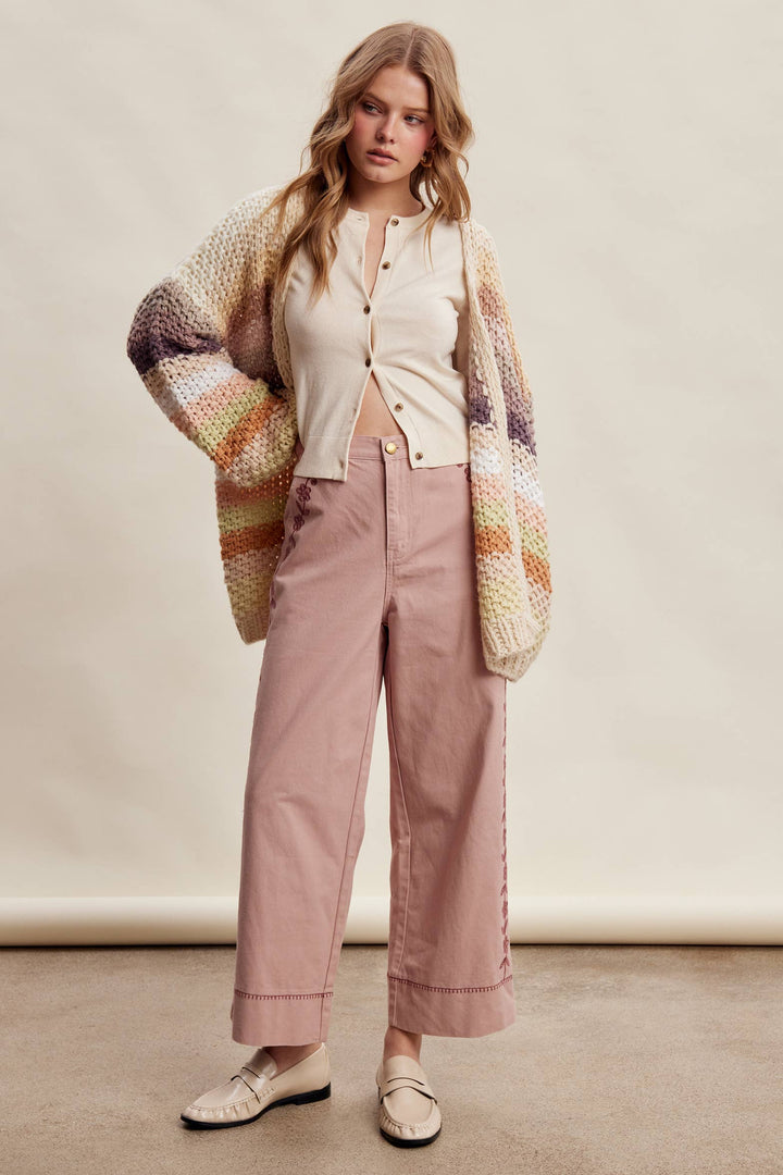 Creamy Striped Crochet Cardigan