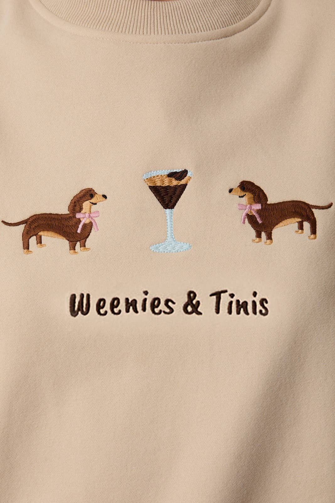 "Weenies & Tinis" Embroidered Fleece Sweatshirt
