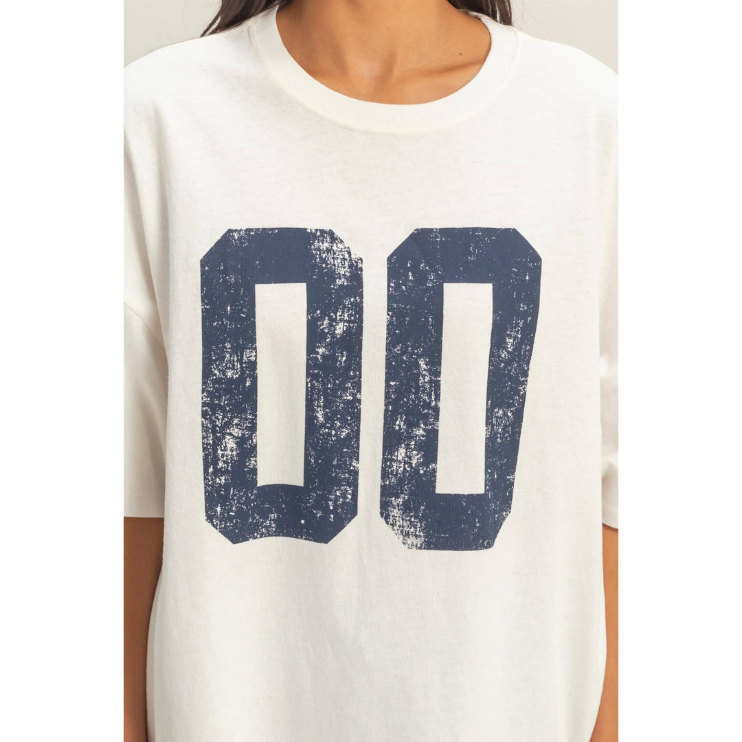 Oversized 00 Graphic Tee – Mineral Wash Navy