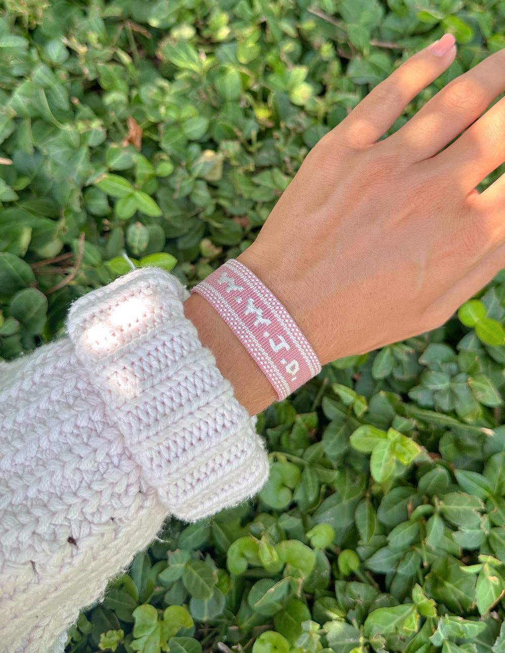 Pink WWJD Embroidered Bracelet