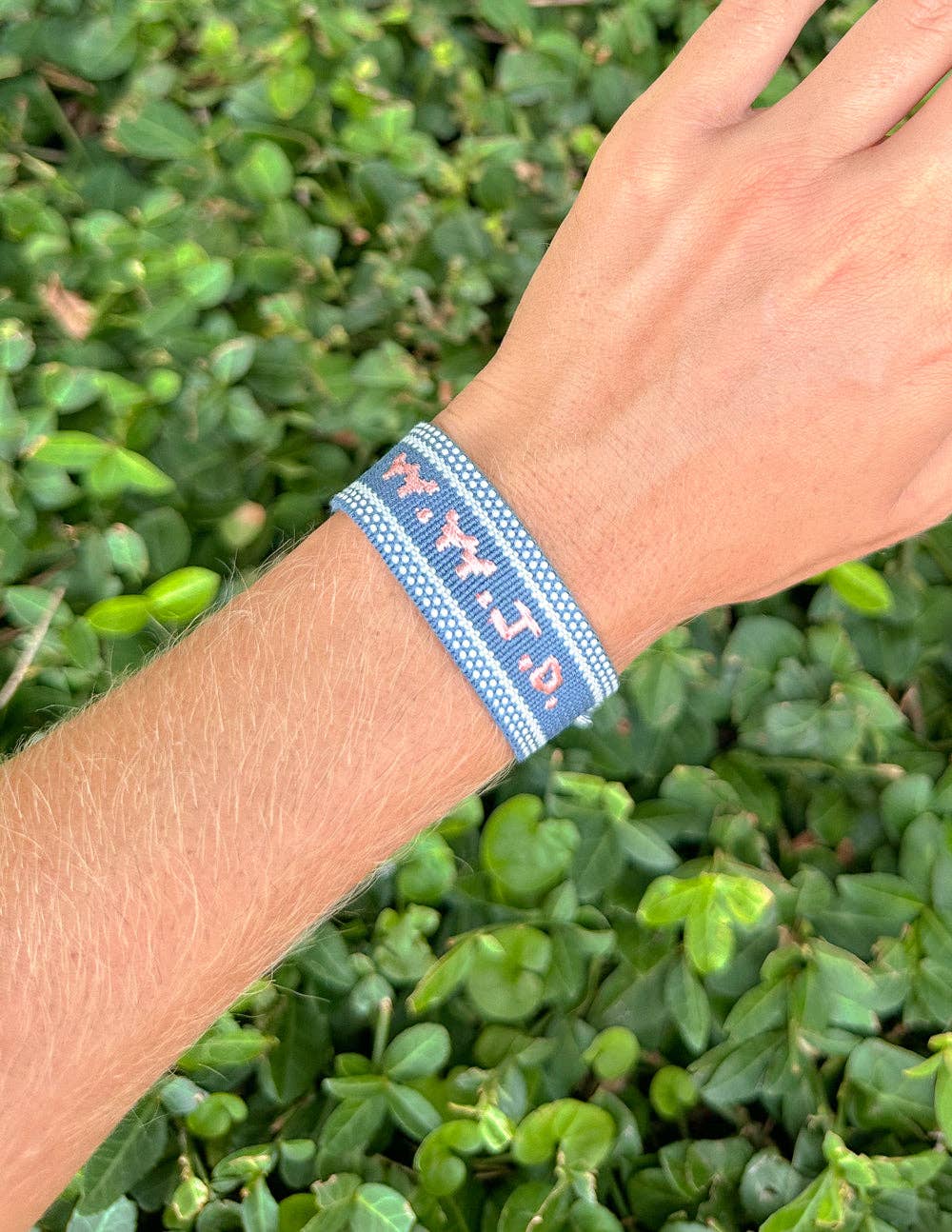 Blue WWJD Embroidered Bracelet